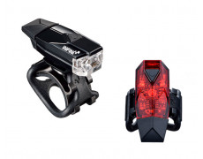 Комплект блималок Infini MINI LAVA I-261WR-BK, 4 режими, вбудований USB кабель, з кріпл.