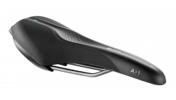 Сідло Selle Royal SCIENTIA A1 Athletic, 3D skingel, оббивка Black gummy/Black mokka, 289х127мм, 380г, рейли сталь + Curva suspension, unisex, чорне