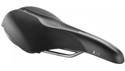 Сідло Selle Royal SCIENTIA R1 Relaxed, 3D skingel, оббивка Black gummy/Black mokka, 289х169мм, 479г, рейли сталь + Curva suspension, unisex, чорне