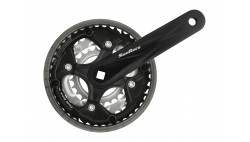 Шатун SUN RACE FCM500 24/34/42T CG (захист ланцюга), під квадрат, L170мм, чорно-сріблястий