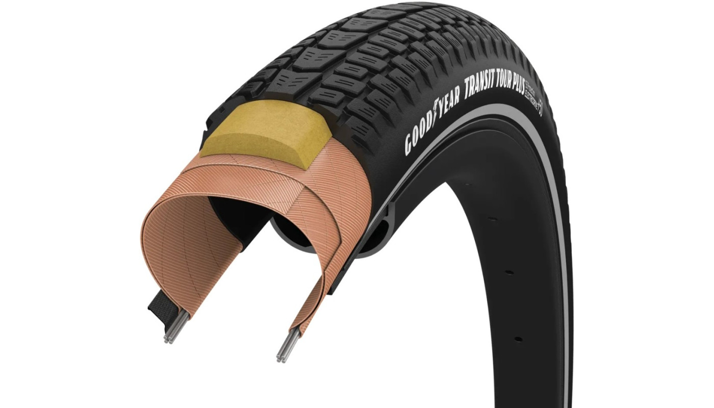 Покрышка 700x40 (40-622) GoodYear Transit Tour Plus S5:Protection, Wire, Black + reflective strips, 60tpi