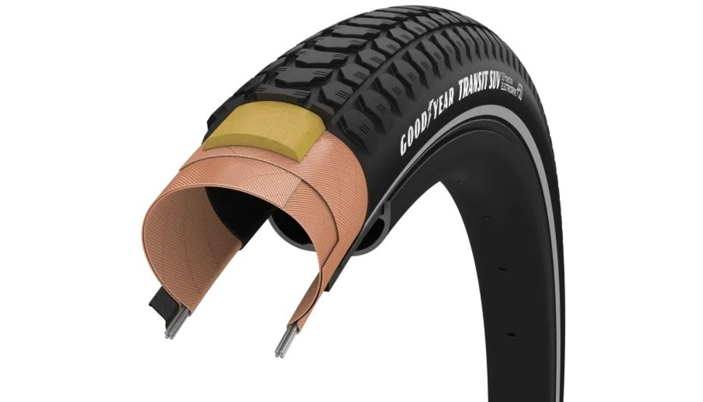 Покрышка 700x45 (45-622) GoodYear Transit SUV S3:Protection, Wire, Black + reflective strips, 60tpi