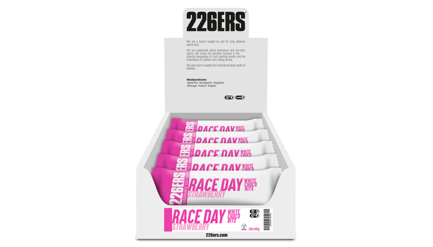 Батончик 226ERS Race Day Choco bits Energy белый шоколад/клубника 40г 30шт/уп 1200г
