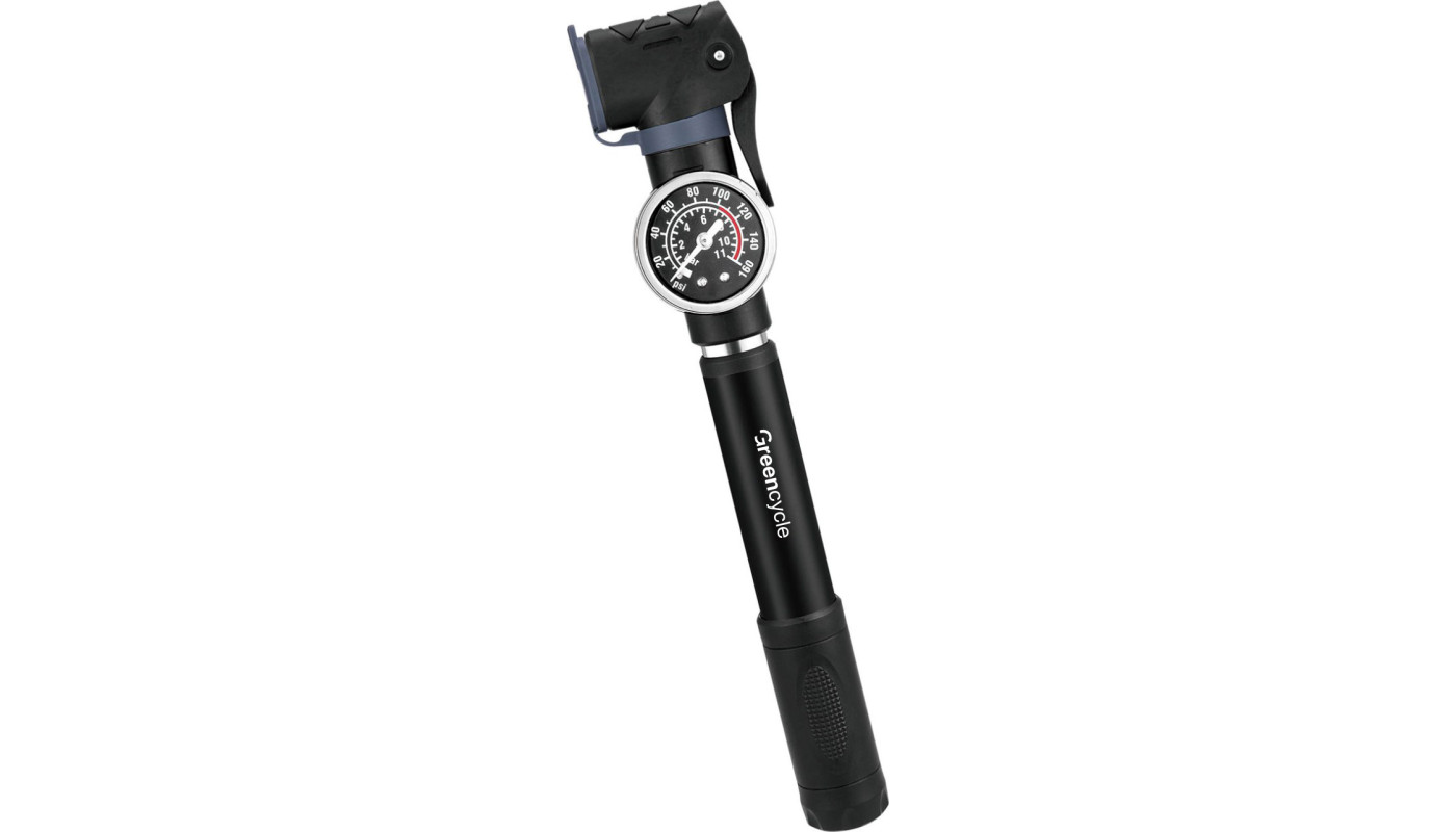 Мінінасос Green Cycle GPM-063 телескопічний алюмінієвий з манометром, Presta+Schrader, 80 psi